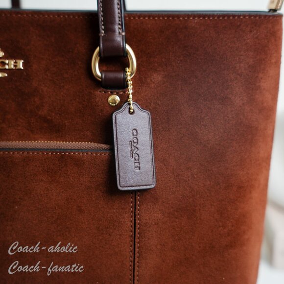 NWT Coach CCC77 Station Suede Tote Bag in Vintage Brown - Picture 3 of 15